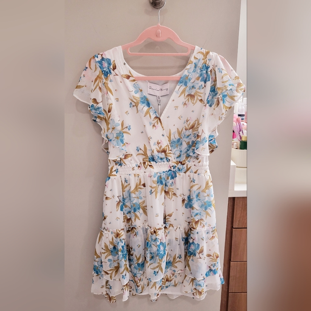 Charles Henry - Floral Print Faux Wrap Minidress - Size M